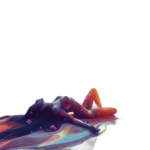 dress, hair, creature, mask, concept art, vaporwave, watercolor, photorealistic transparent PNG cut-out