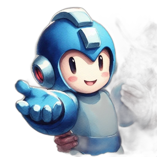 robot, 3d render, concept art, pixel art, fantasy art, blue, scene, reminiscent transparent PNG cut-out