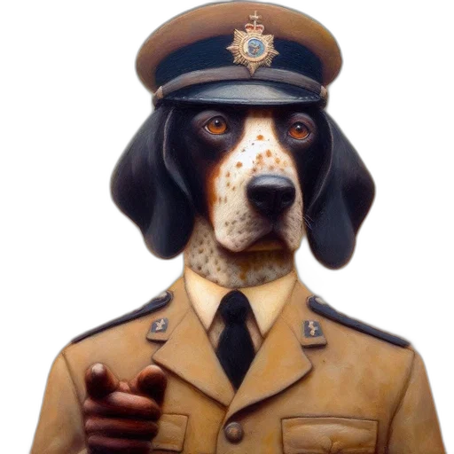 staff, animal, face, mask, photorealistic, concept art, anthropomorphized, dalmatian-like transparent PNG cut-out