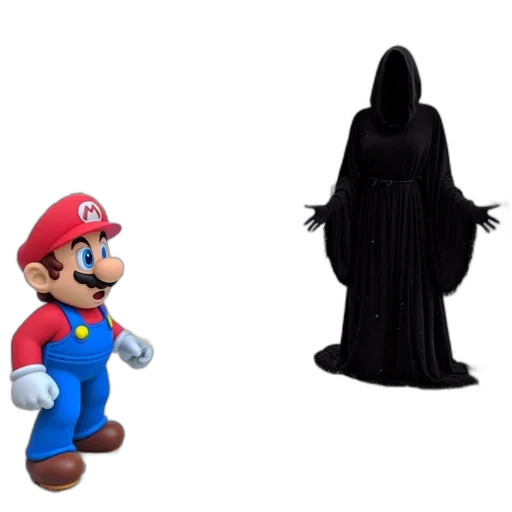 dress, mask, creature, weapon, concept art, 3d render, pixel art, dark transparent PNG cut-out