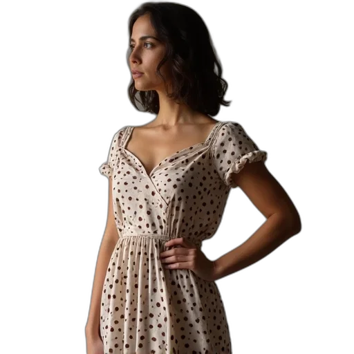 dress, woman, polka, dot transparent PNG cut-out