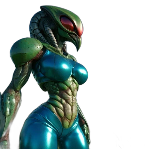 creature, concept art, 3d render, green, alien, figure, resembling, futuristic transparent PNG cut-out