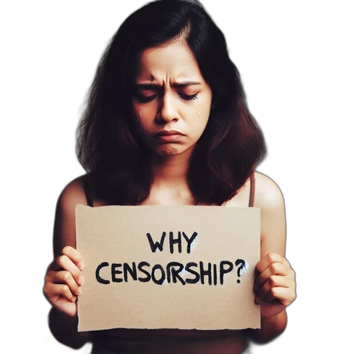 young, woman, dark, hair, holds, protest, sign, asking transparent PNG cut-out
