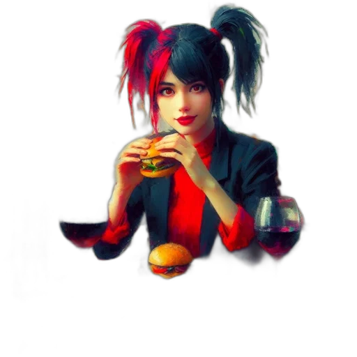 food, staff, face, pixel art, anime, concept art, fantasy art, neon lights transparent PNG cut-out