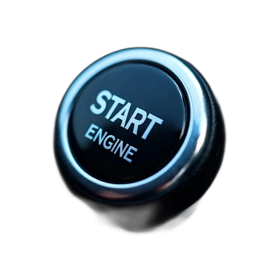 3d render, close-up, car, gear, shift, knob, word, start transparent PNG cut-out