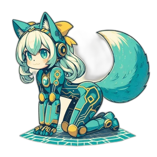 robot, staff, creature, animal, pixel art, concept art, anime, fantasy art transparent PNG cut-out