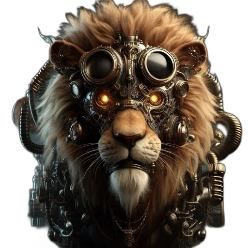 crown, animal, mask, jewelry, concept art, fantasy art, 3d render, cyberpunk transparent PNG cut-out