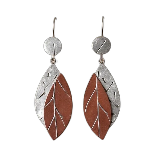 jewelry, earth tones, pair, earrings, mix, silver, copper, tones transparent PNG cut-out