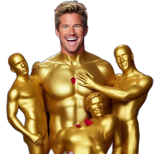 golden, individual, portrait, transformed, into, statue, amid, counterparts transparent PNG cut-out