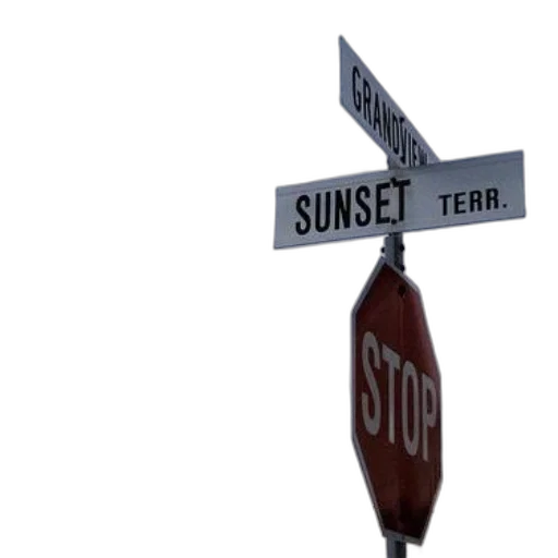 3d render, sunset, city street, stop, sign, intersection, grandview, terr transparent PNG cut-out