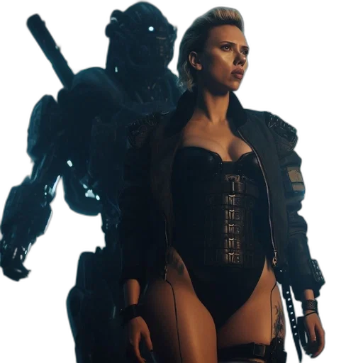 robot, jacket, cyberpunk, concept art, 3d render, comic book art, neon lights, futuristic transparent PNG cut-out
