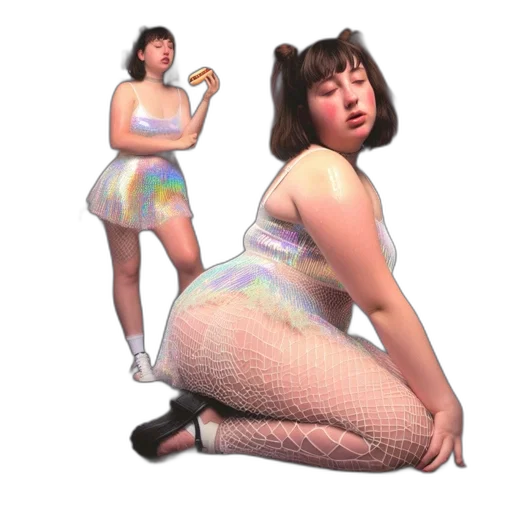 dress, concept art, 3d render, vaporwave, pixel art, pastel, two, women transparent PNG cut-out