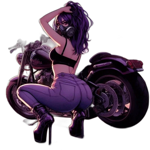 comic book art, concept art, cartoon, fantasy art, neon lights, dark, woman, black transparent PNG cut-out