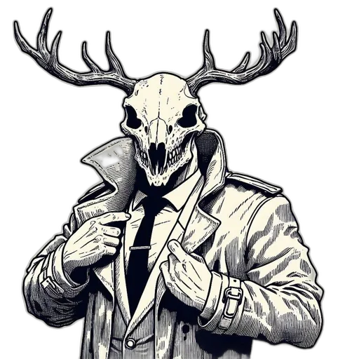 mask, jacket, animal, creature, concept art, comic book art, fantasy art, watercolor transparent PNG cut-out