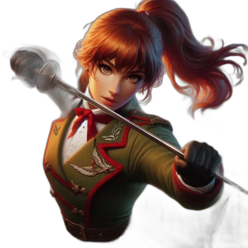 staff, weapon, sword, jacket, concept art, fantasy art, anime, photorealistic transparent PNG cut-out