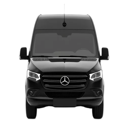 car, 3d render, photorealistic, black, mercedes-benz, sprinter, van, parked transparent PNG cut-out