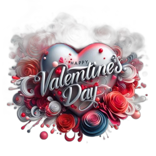 3d render, photorealistic, vibrant, valentine, day, illustration, features, heart-shaped transparent PNG cut-out