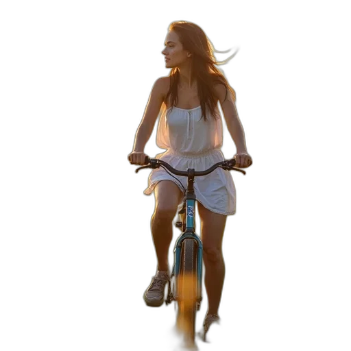 photorealistic, 3d render, concept art, pretty, young, woman, enjoying, her transparent PNG cut-out