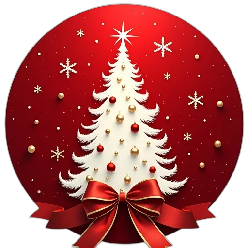 tree, staff, photorealistic, red, circular, background, white, christmas transparent PNG cut-out