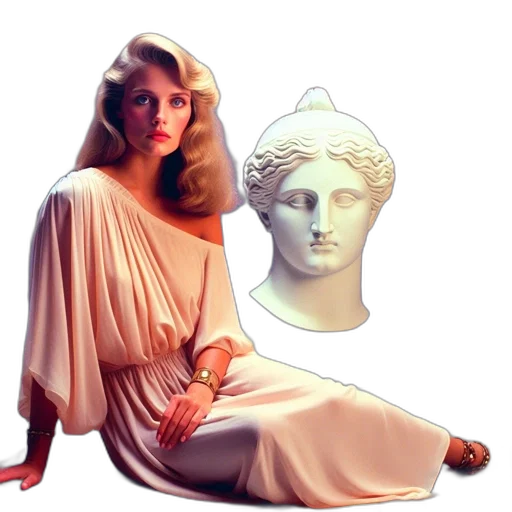 dress, crown, jewelry, vaporwave, photorealistic, concept art, pixel art, pastel transparent PNG cut-out