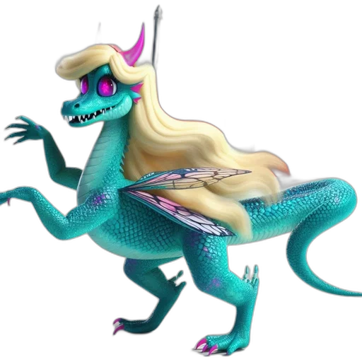 dragon, creature, animal, staff, concept art, 3d render, vaporwave, fantasy art transparent PNG cut-out