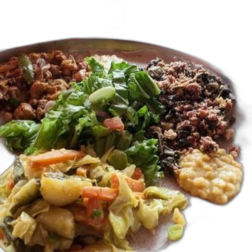 food, vibrant, plate, ethiopian, cuisine, featuring, mixed, vegetables transparent PNG cut-out