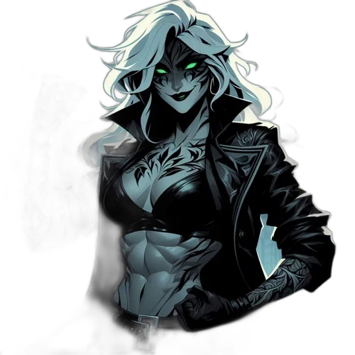 jacket, mask, creature, comic book art, concept art, cyberpunk, fantasy art, neon lights transparent PNG cut-out