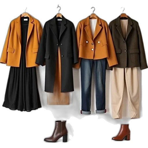 jacket, earth tones, dark, monochrome, golden, capsule, wardrobe, fall transparent PNG cut-out