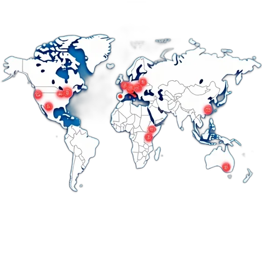 world, map, grid, overlay, showing, various, locations, marked transparent PNG cut-out