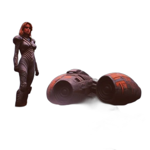 weapon, concept art, 3d render, futuristic, landscape, woman, silver, armor transparent PNG cut-out