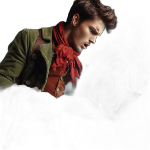 jacket, face, photorealistic, watercolor, concept art, oil painting, fog, snow transparent PNG cut-out