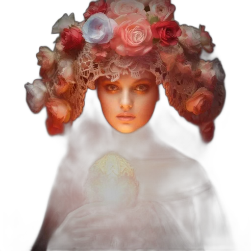 crown, face, mask, dress, concept art, fantasy art, 3d render, photorealistic transparent PNG cut-out