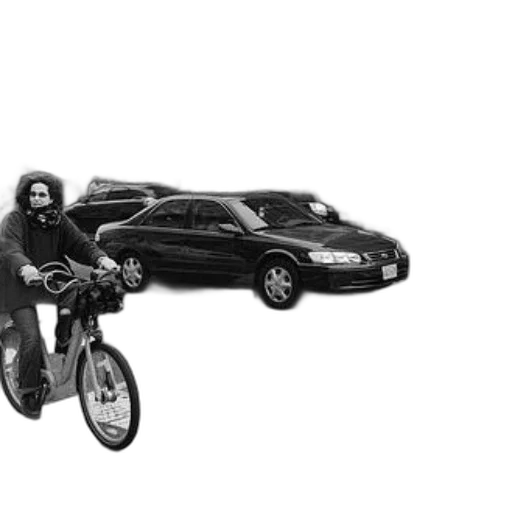 car, concept art, photorealistic, black, white, photo, person, riding transparent PNG cut-out