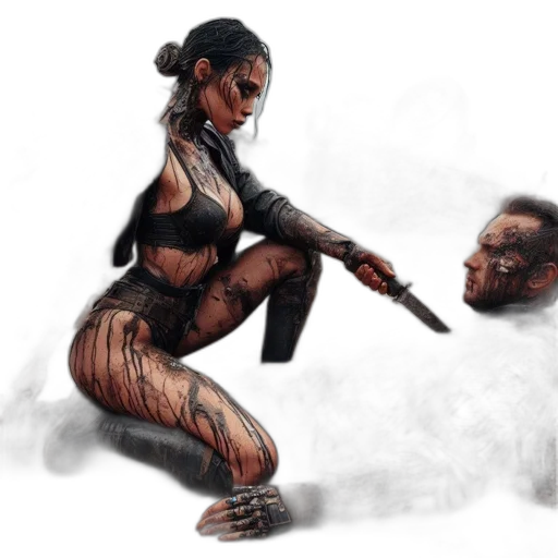 weapon, staff, concept art, fantasy art, comic book art, cyberpunk, fire, earth tones transparent PNG cut-out