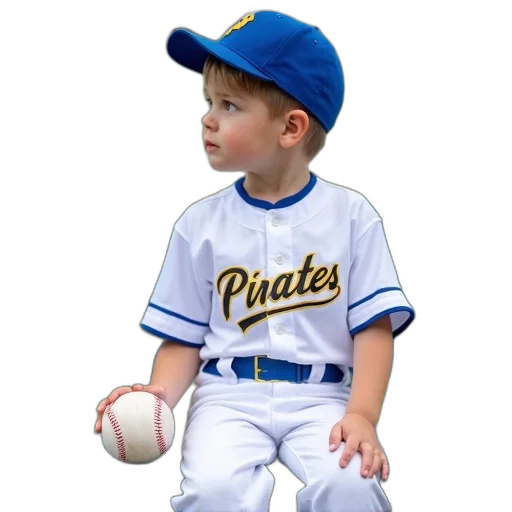 photorealistic, 3d render, young, boy, baseball, uniform, sitting, bench transparent PNG cut-out