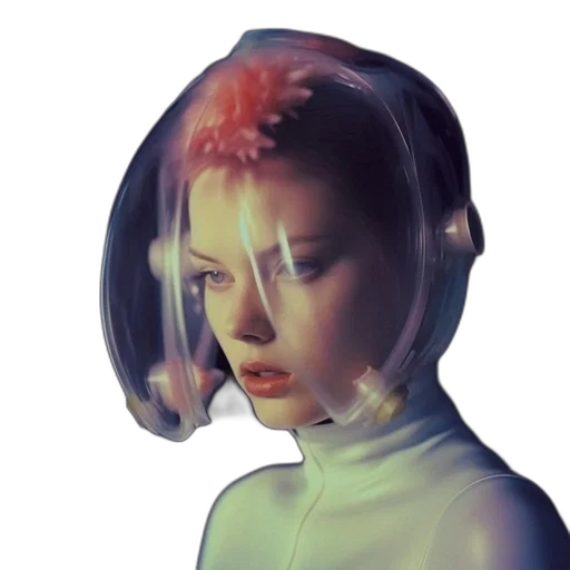 robot, face, hair, crown, cyberpunk, concept art, photorealistic, 3d render transparent PNG cut-out