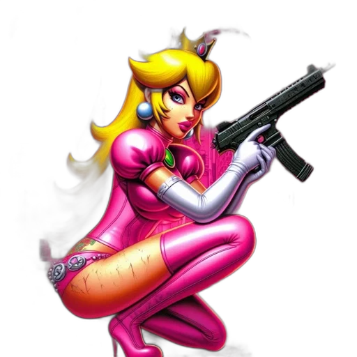 weapon, concept art, pixel art, comic book art, cartoon, princess, peach, nintendo transparent PNG cut-out
