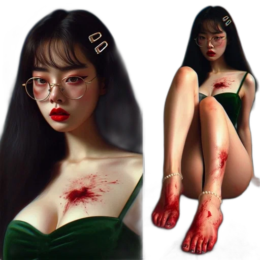 fantasy art, concept art, photorealistic, oil painting, green, red, dark, young transparent PNG cut-out