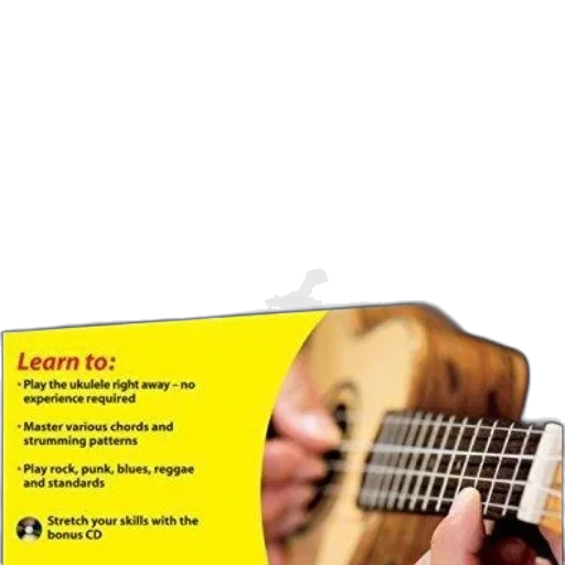 weapon, 3d render, ukulele, dummies, book, cover, black, yellow transparent PNG cut-out