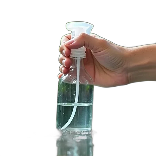bottle, weapon, 3d render, green, person, hand, holding, clear transparent PNG cut-out