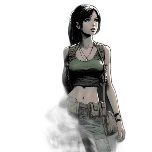 comic book art, concept art, fantasy art, cartoon, green, earth tones, dark, monochrome transparent PNG cut-out