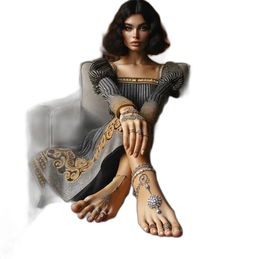jewelry, shoes, dress, photorealistic, fantasy art, concept art, comic book art, earth tones transparent PNG cut-out