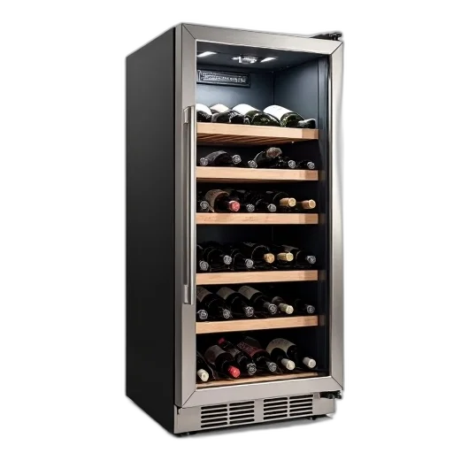 modern, wine, cooler, sleek, design, featuring, multiple, shelves transparent PNG cut-out