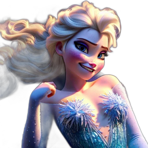 dress, concept art, fantasy art, 3d render, cartoon, snow, fire, animated transparent PNG cut-out