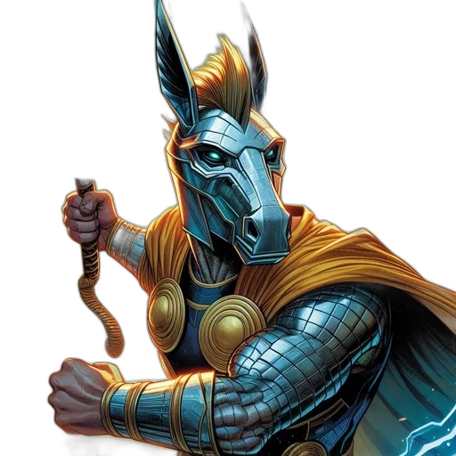 staff, mask, comic book art, fantasy art, concept art, anthropomorphic, creature, horse transparent PNG cut-out
