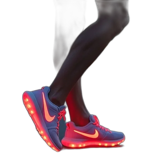 shoes, weapon, robot, 3d render, concept art, photorealistic, neon, nike transparent PNG cut-out