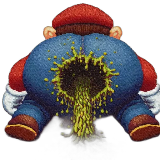 creature, weapon, food, animal, concept art, pixel art, mario, iconic transparent PNG cut-out