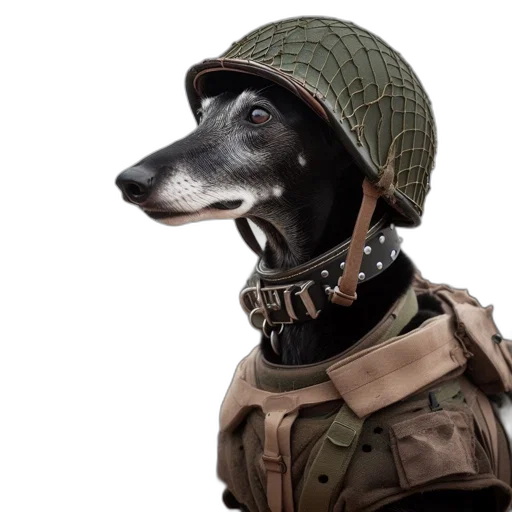 hat, animal, jacket, staff, photorealistic, concept art, 3d render, dog transparent PNG cut-out