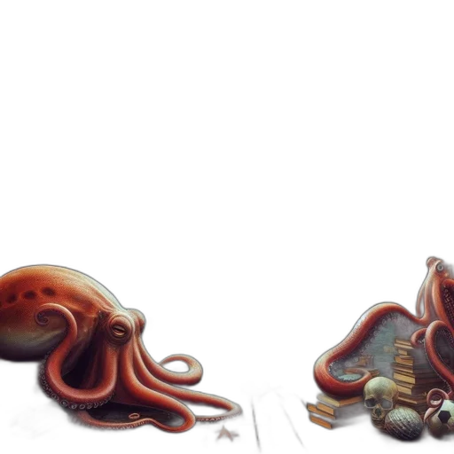creature, animal, concept art, watercolor, 3d render, fantasy art, underwater, outer space transparent PNG cut-out