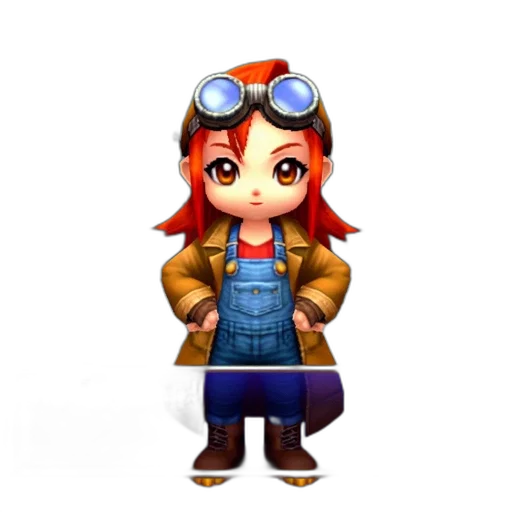 jacket, staff, 3d render, concept art, cartoon, pixel art, in-game, screenshot transparent PNG cut-out